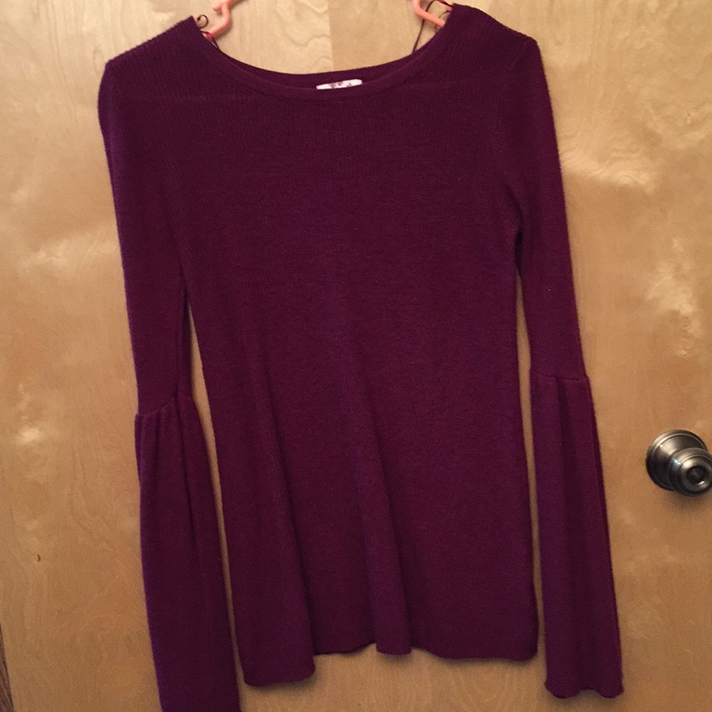 Plum bell sleeve sweater